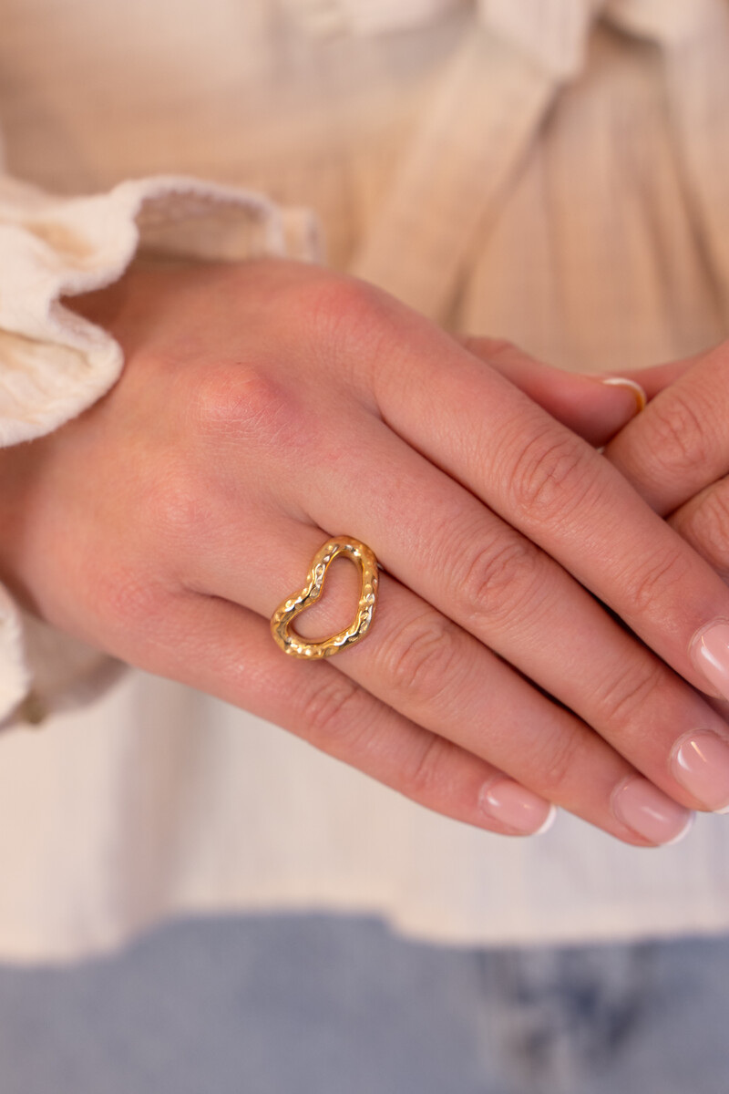 Statement ring with open heart & texture | My Jewellery