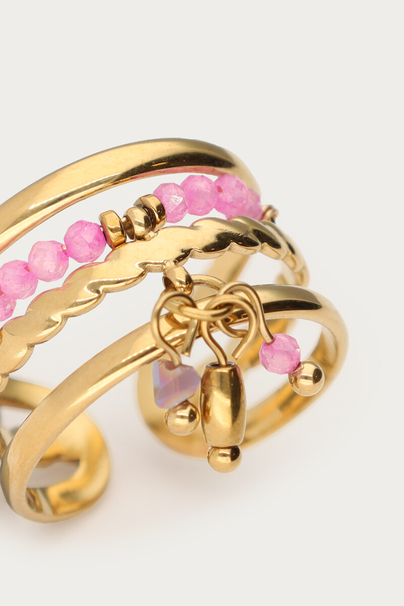Statement ring with pink beads | My Jewellery