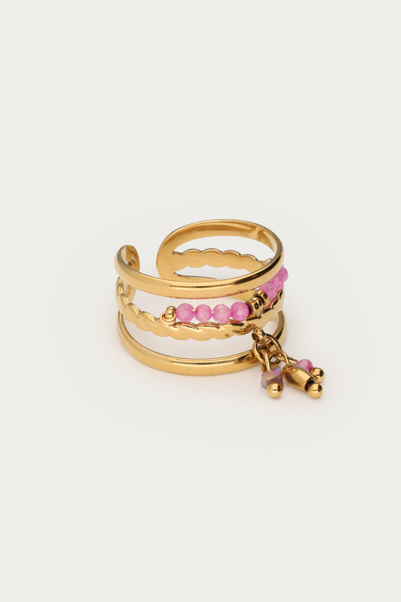 Statement ring with pink beads | My Jewellery