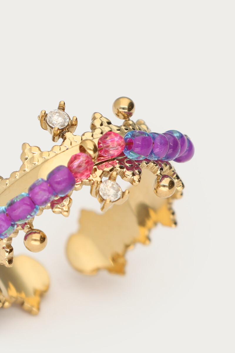 Statement ring with purple beads | My Jewellery