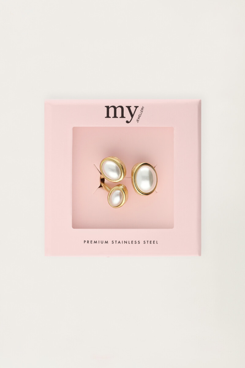 Statement ring with three faux pearl stones | My Jewellery