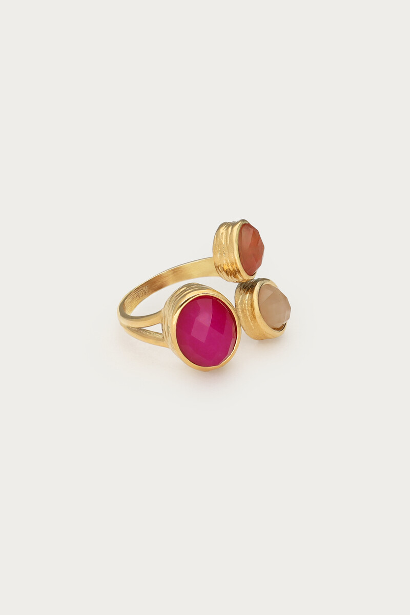 Statement ring with three pink stones | My Jewellery