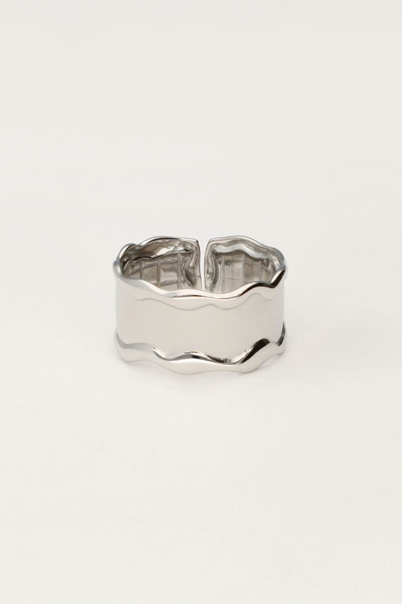 My jewellery Statement ring met wave en structuur