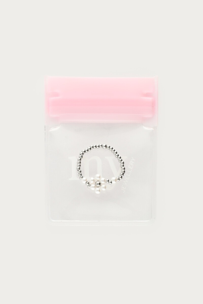 Stretch ring with faux pearl flower | My Jewellery