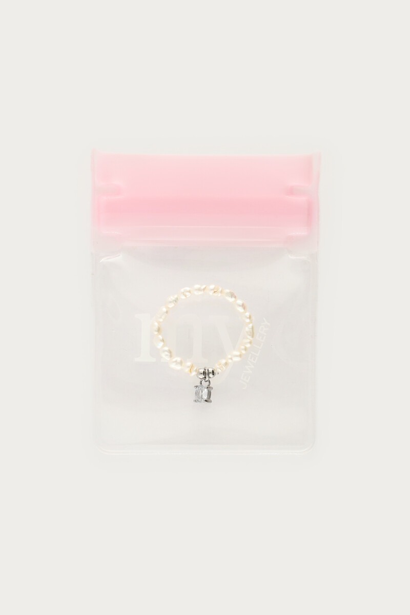 Stretch ring with freshwater pearls and rhinestone | My Jewellery
