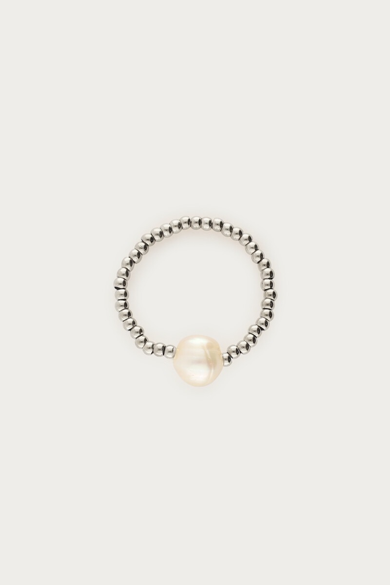 Stretch ring met natuurlijke parel