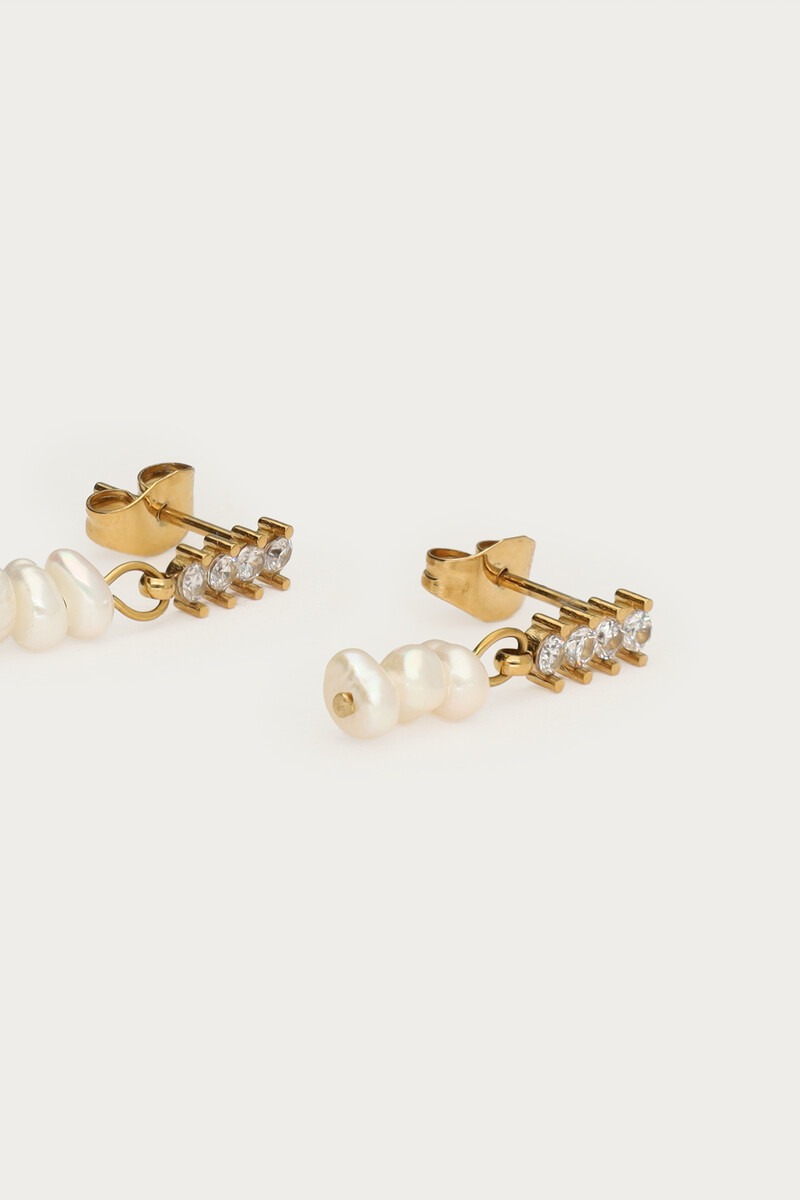 Stud with rhinestones and freshwater pearls | My Jewellery