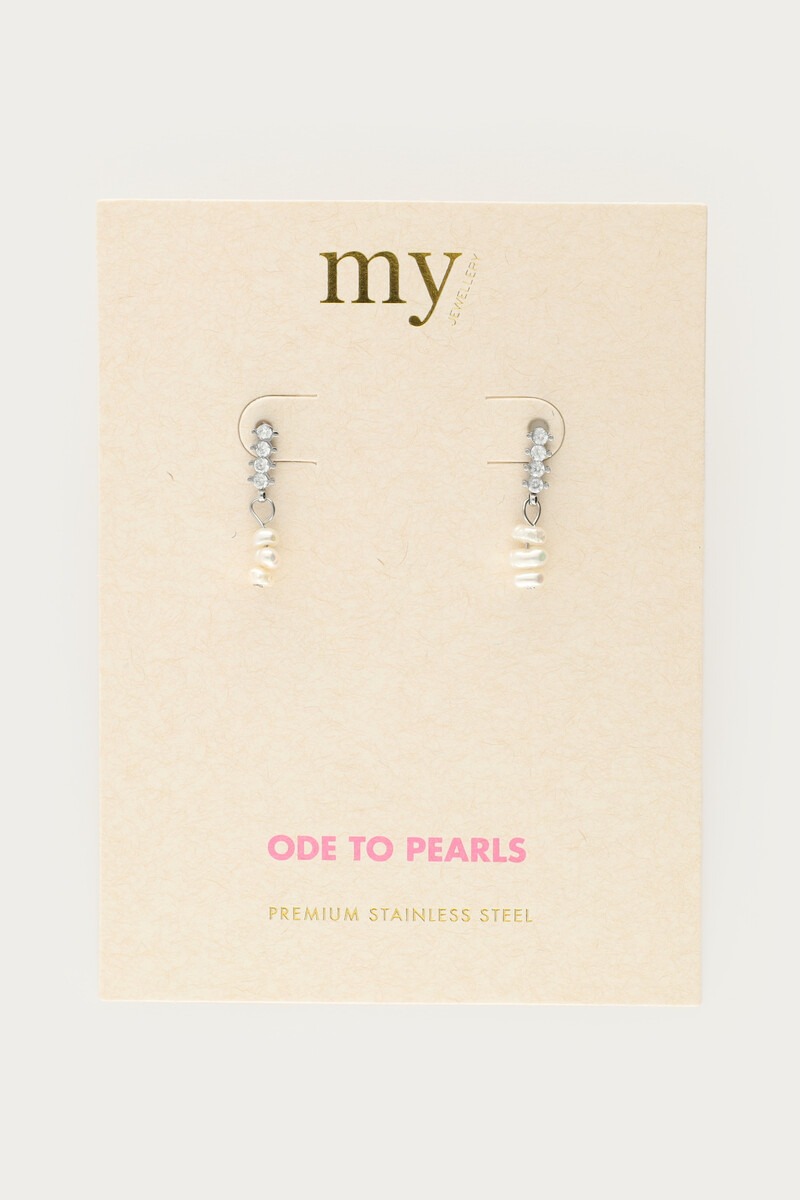 Stud with rhinestones and freshwater pearls | My Jewellery