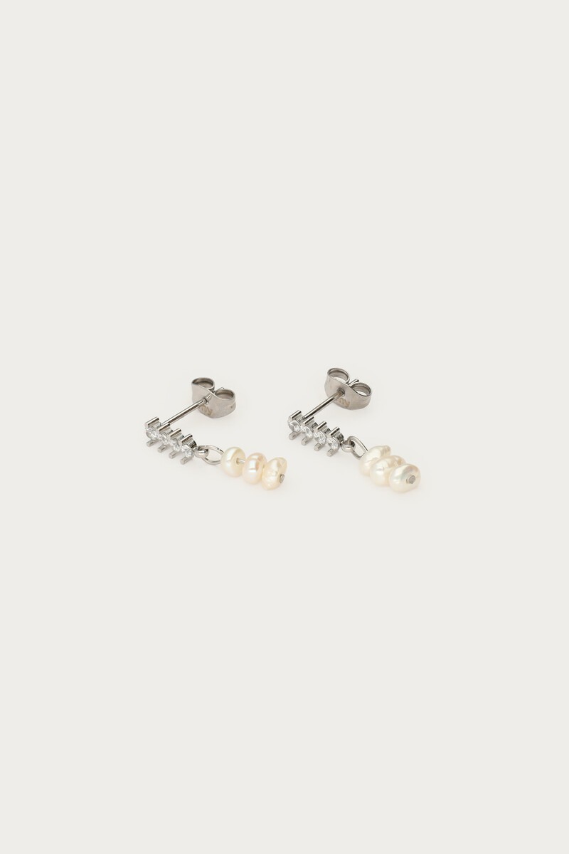 Stud with rhinestones and freshwater pearls | My Jewellery