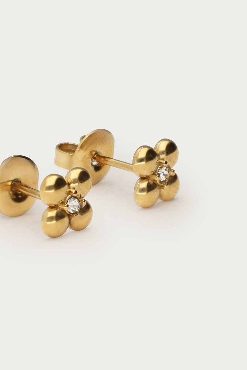 Studs with flower and rhinestone | My Jewellery