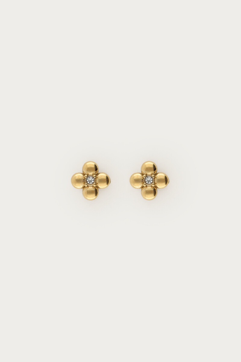Studs with flower and rhinestone | My Jewellery