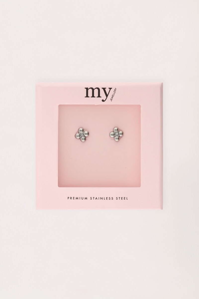 Studs with flower and rhinestone | My Jewellery