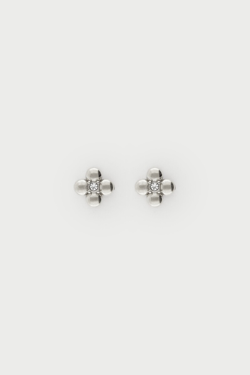 Studs with flower and rhinestone | My Jewellery