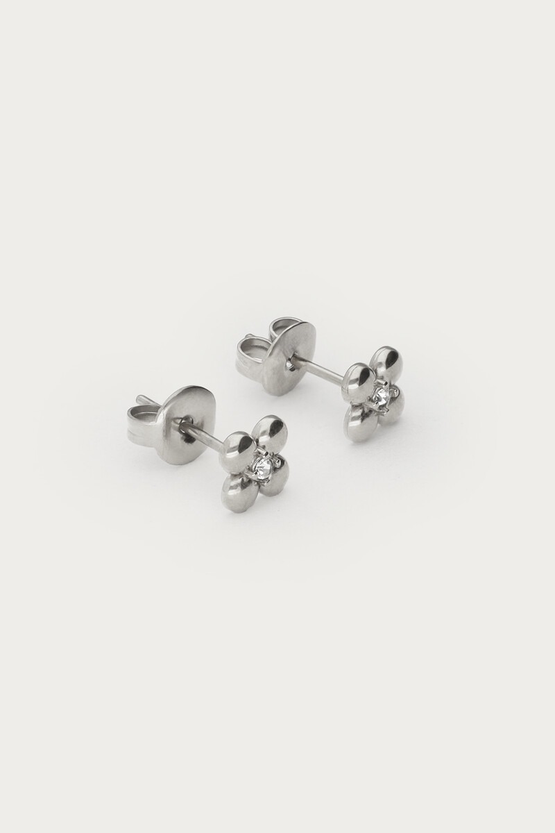 Studs with flower and rhinestone | My Jewellery