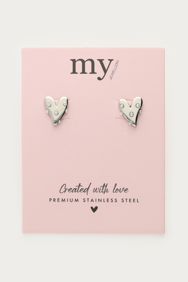 Studs with heart & faux pearls | My Jewellery