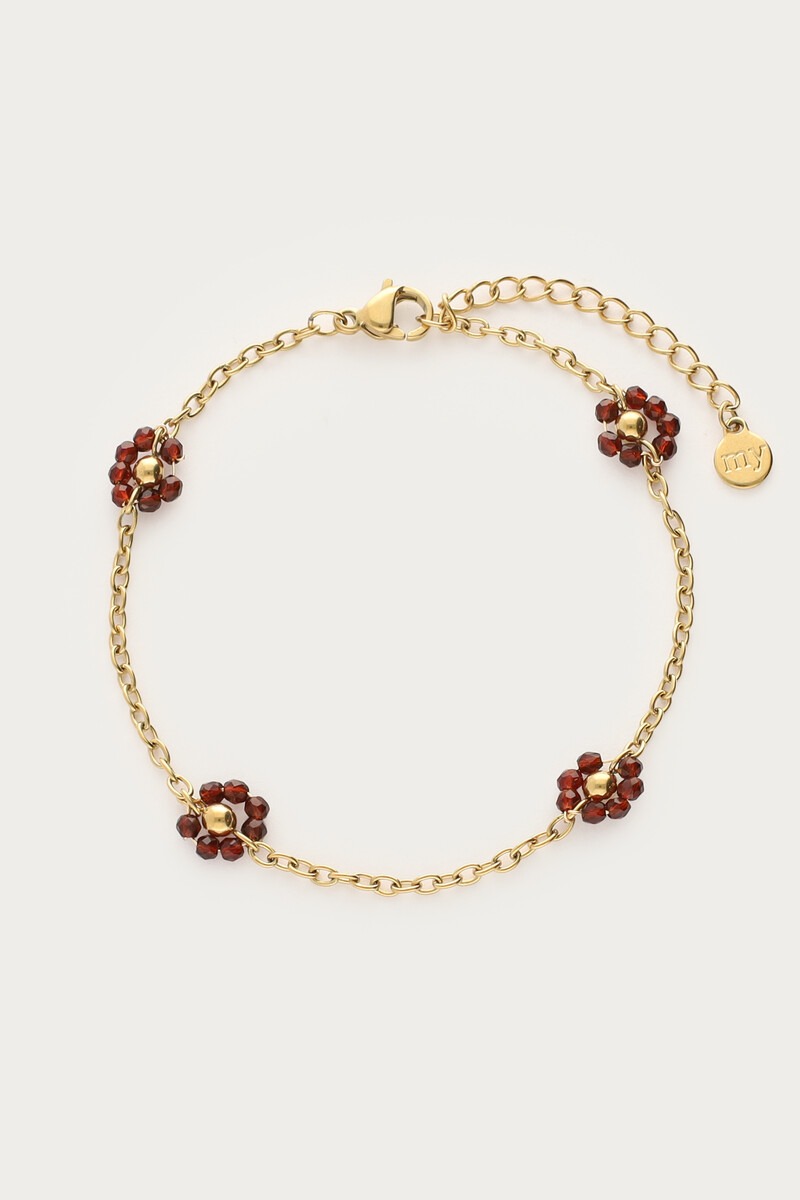 Sunrocks armband met bruine bloemen