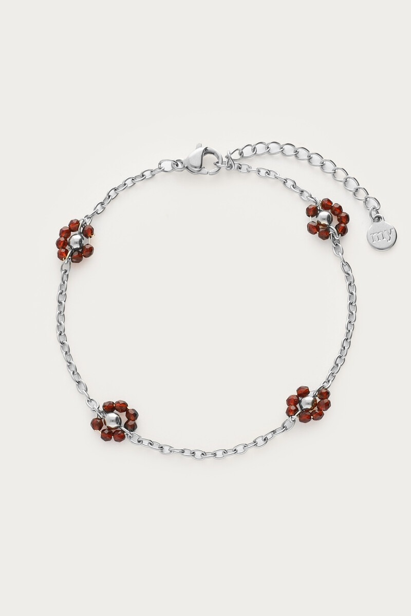 Sunrocks armband met bruine bloemen