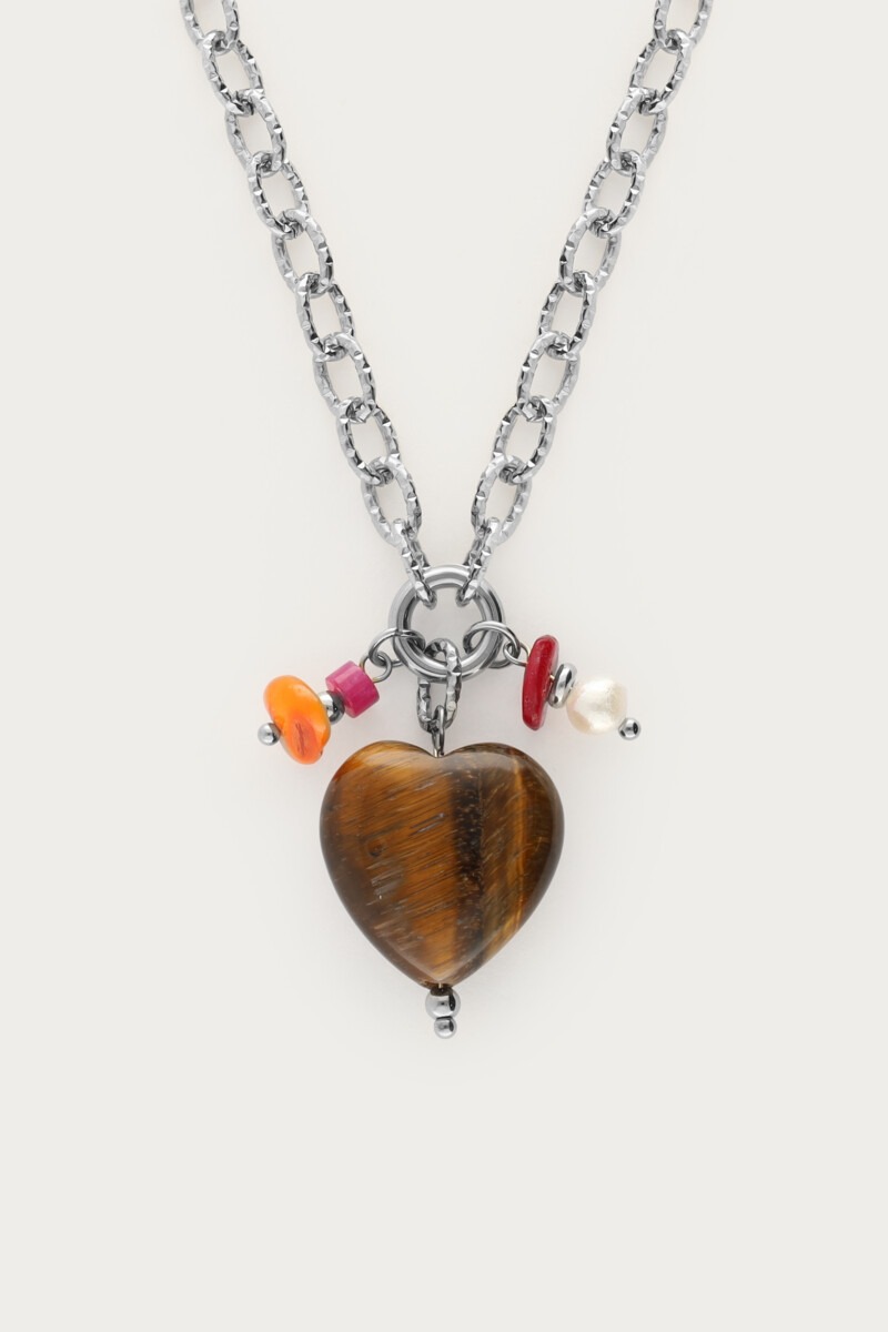 Sunrocks schakelketting met bruin hartje