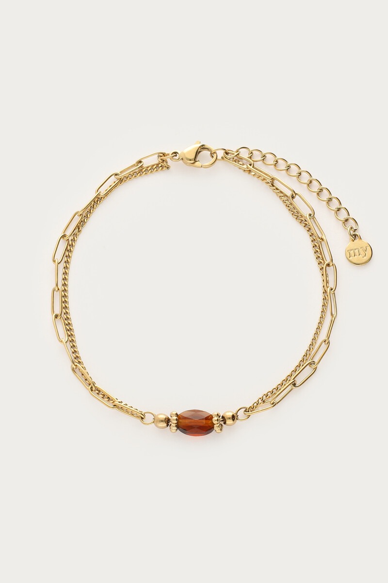 Sunrocks double bracelet with brown bead