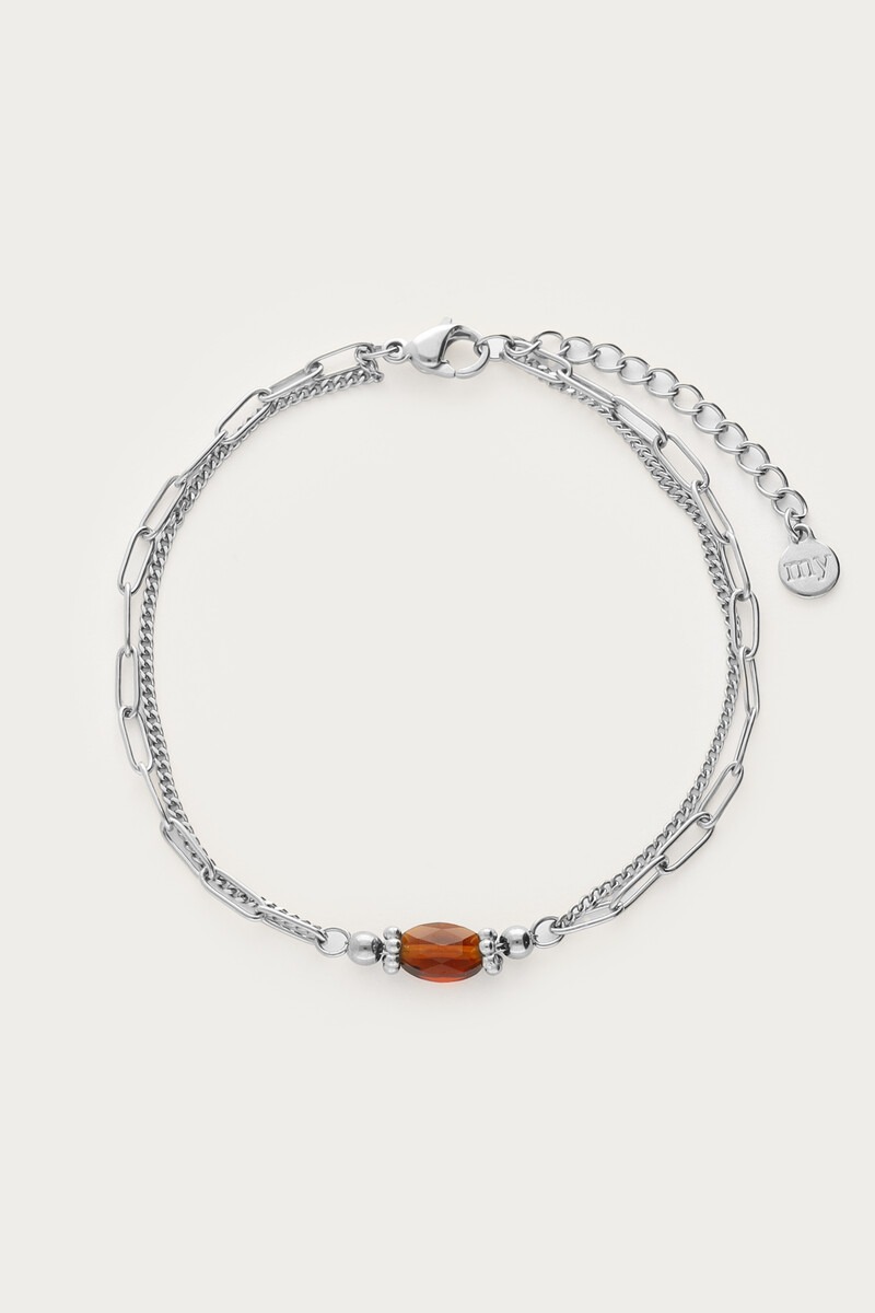 Sunrocks double bracelet with brown bead | My Jewellery