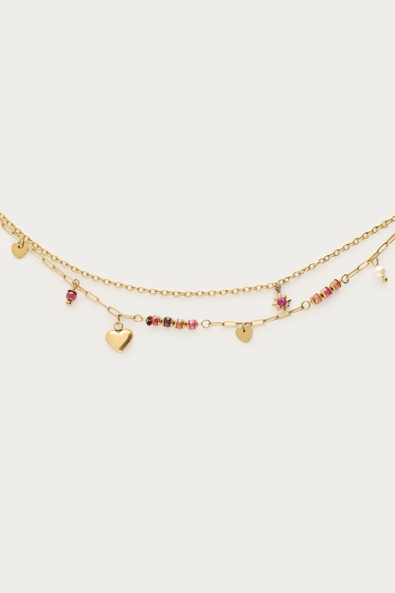 Sunrocks double bracelet with multicoloured beads and charms | My Jewellery