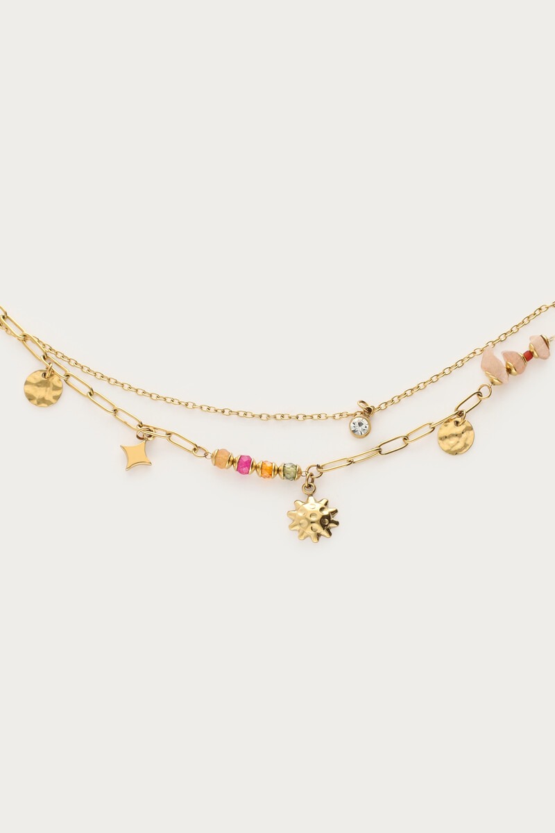 Sunrocks double bracelet with multicoloured beads and sun charm | My Jewellery