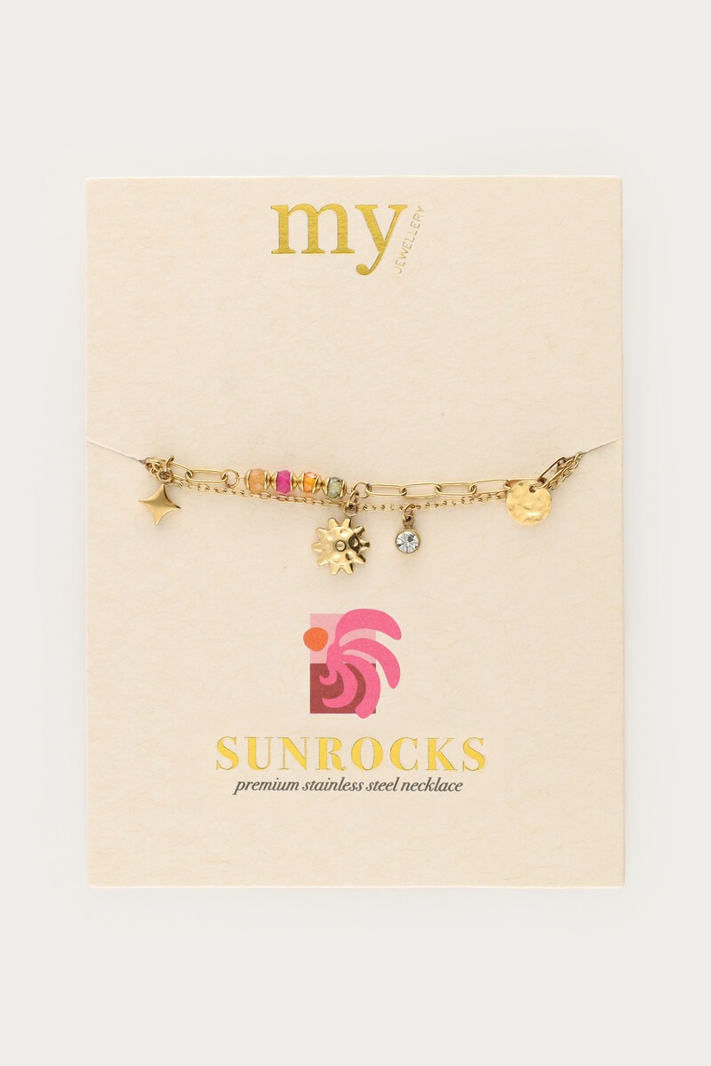 Sunrocks double bracelet with multicoloured beads and sun charm | My Jewellery