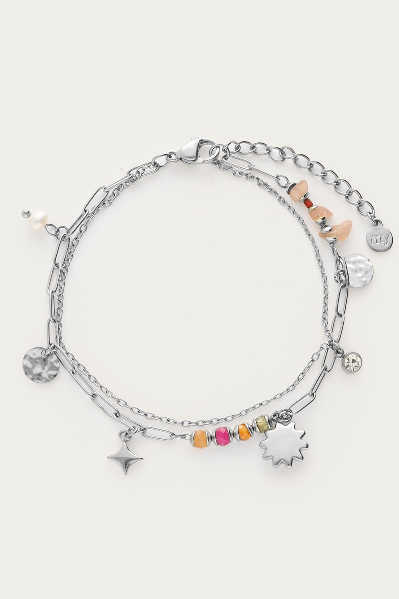 Sunrocks double bracelet with multicoloured beads and sun charm | My Jewellery