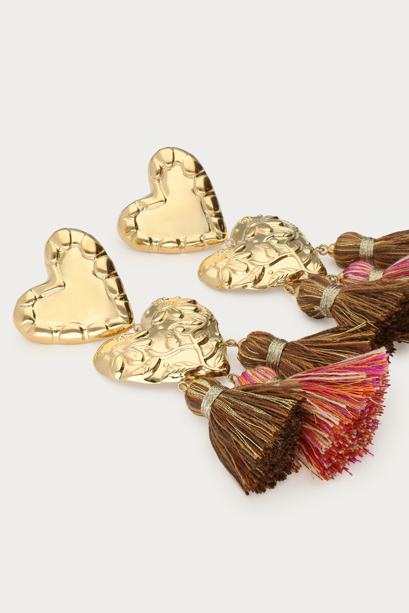 Sunrocks drop earrings with hearts and tassels | My Jewellery