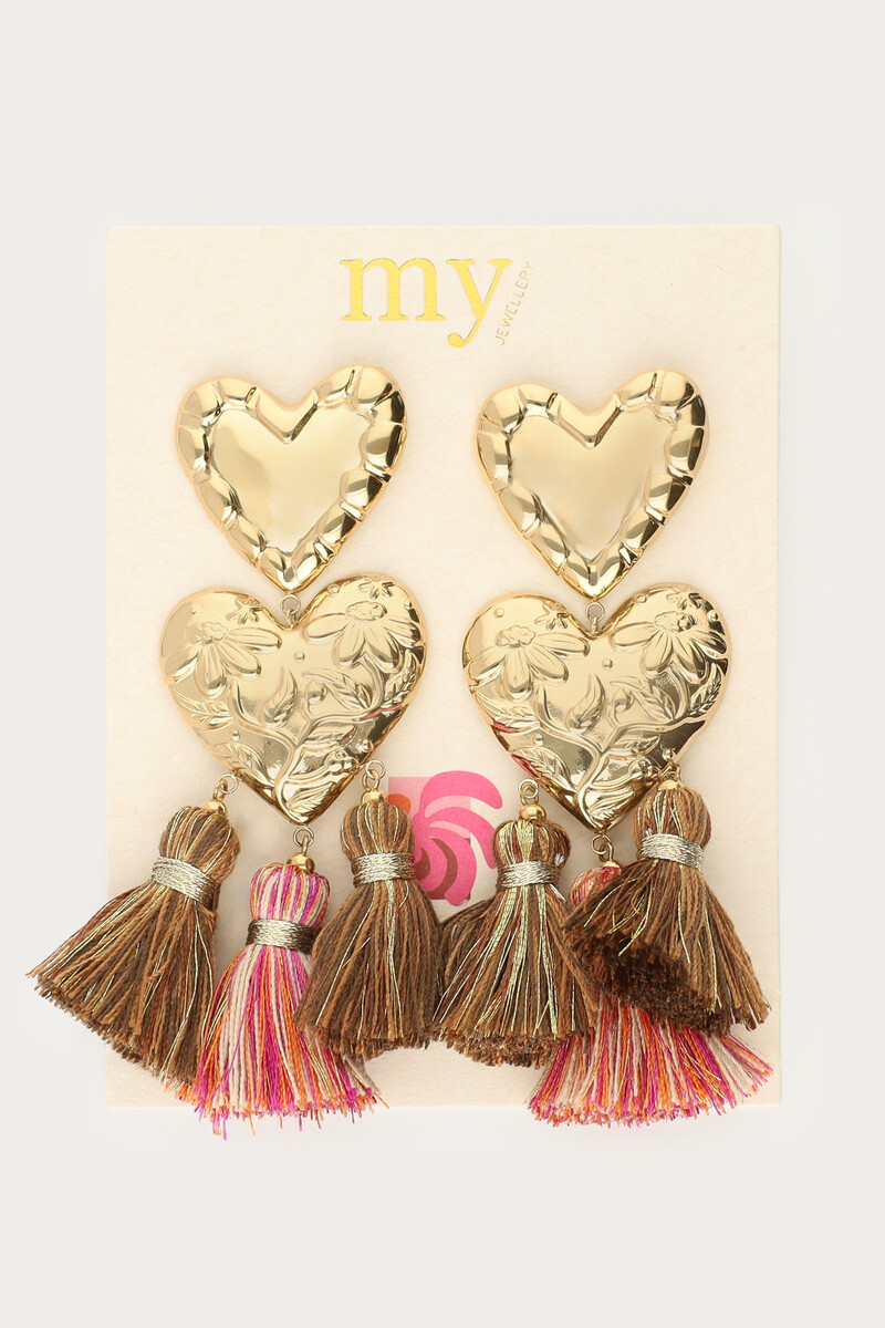 Sunrocks drop earrings with hearts and tassels | My Jewellery