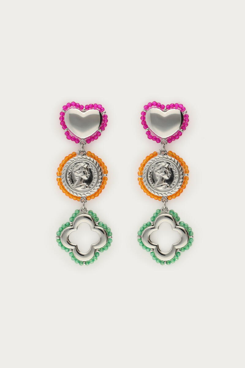 Boucles d'oreilles Sunrocks soleil avec charms et perles fantaisie