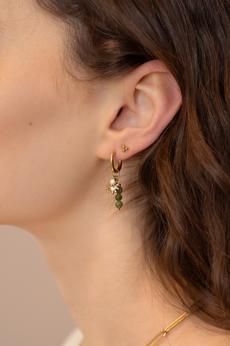 Sunrocks earrings with green beads & sun | My Jewellery