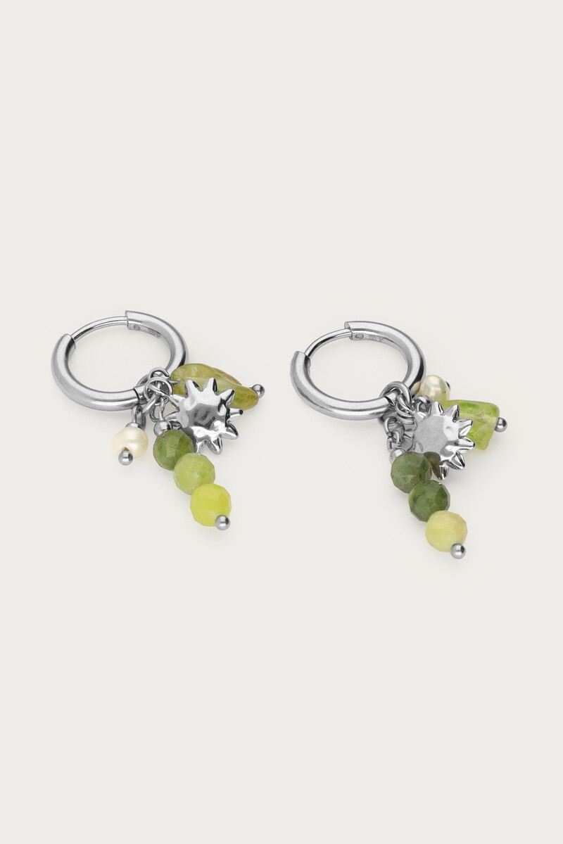 Sunrocks earrings with green beads & sun | My Jewellery