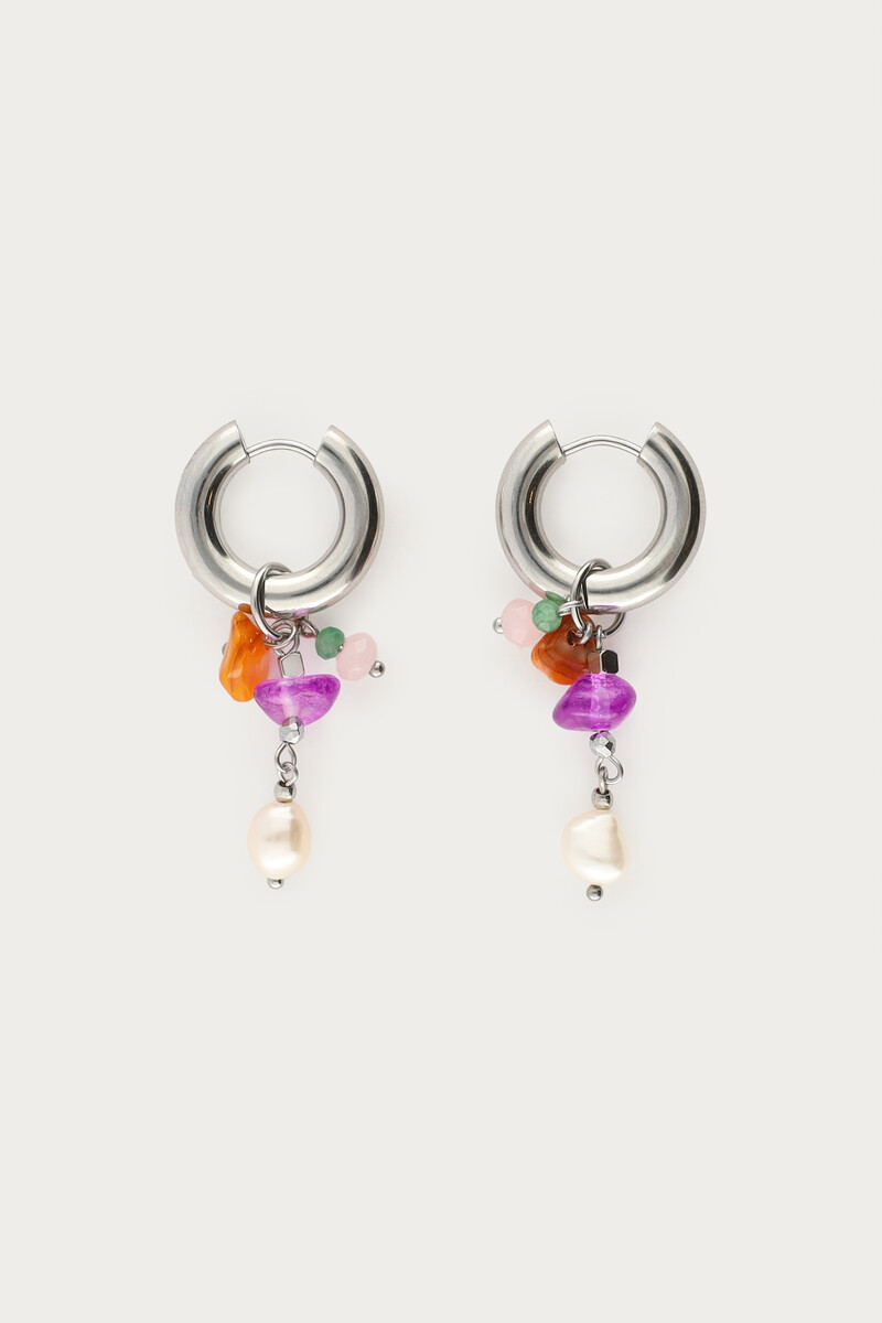 Sunrocks earrings with purple stones & freshwater pearl | My Jewellery