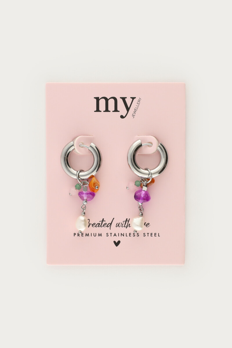 Sunrocks earrings with purple stones & freshwater pearl | My Jewellery