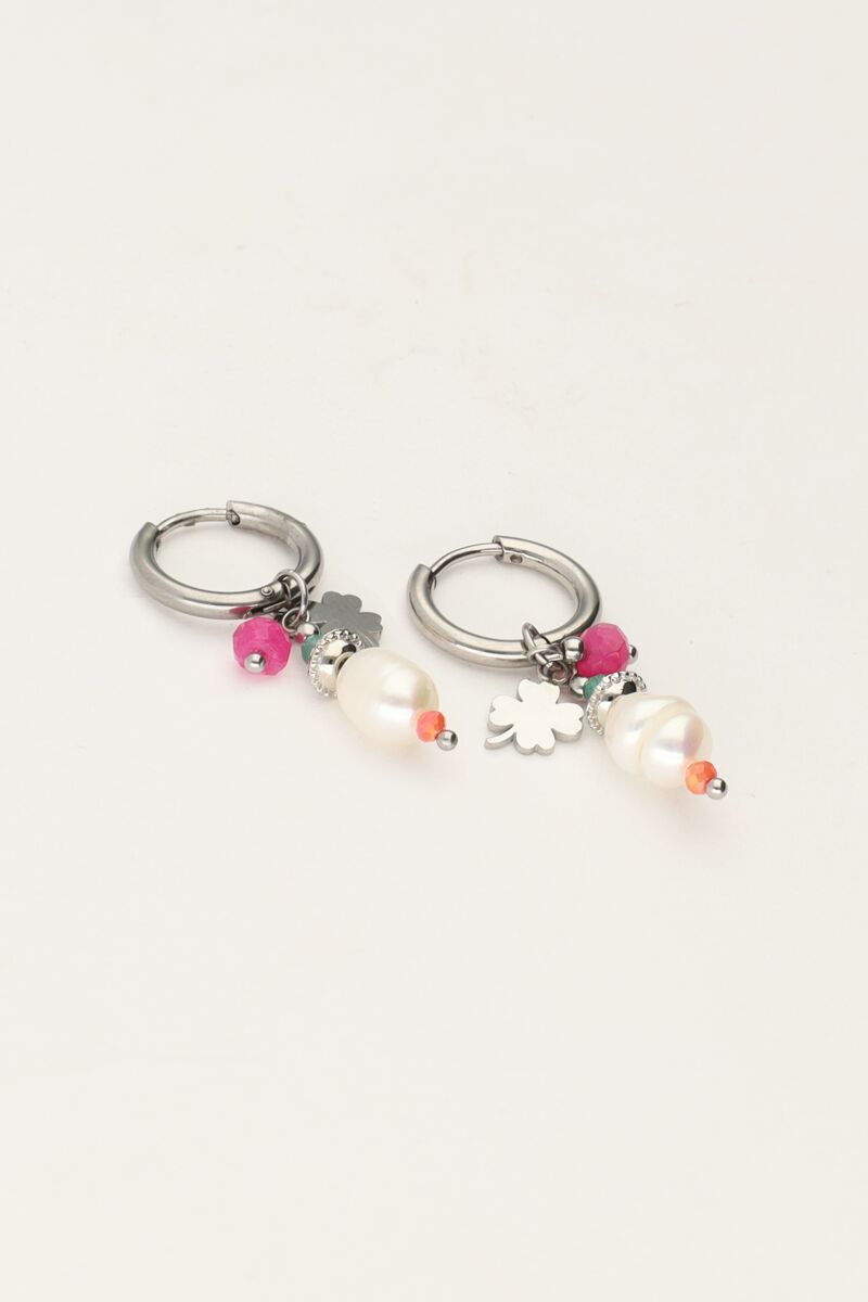 Sunrocks-Ohrringe mit Perlen und vierblättrigem Kleeblatt