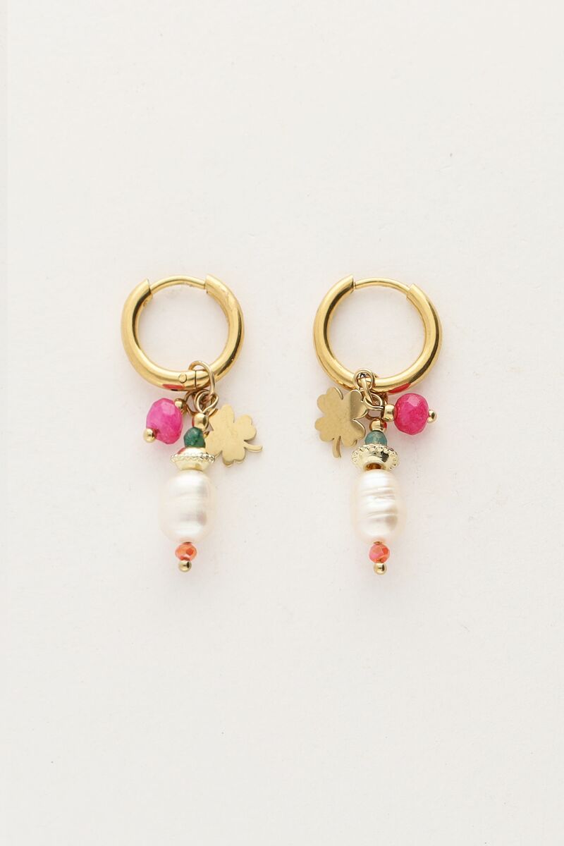 Sunrocks hoop earrings with beads and clover
