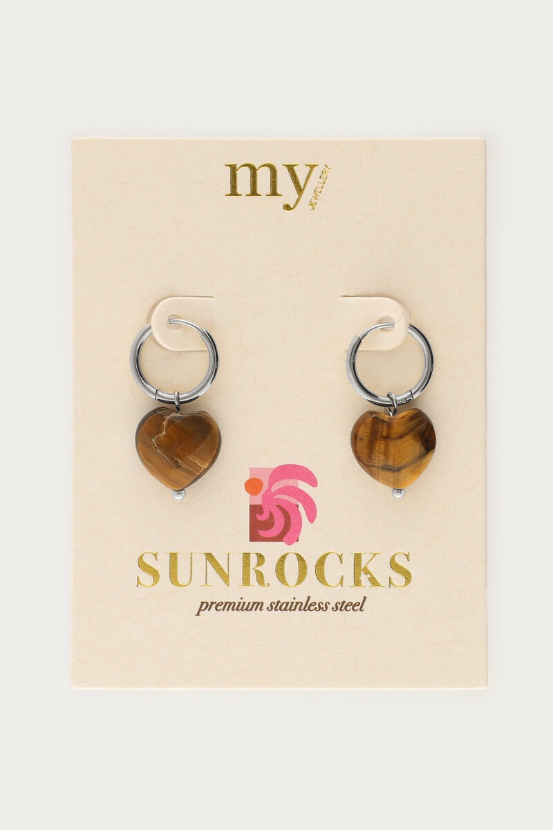 Sunrocks hoop earrings with brown heart | My Jewellery