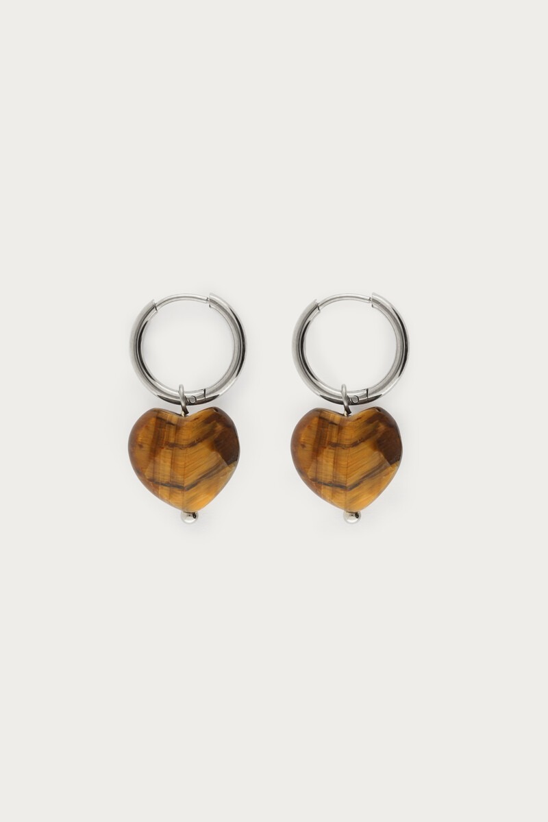 Sunrocks hoop earrings with brown heart | My Jewellery