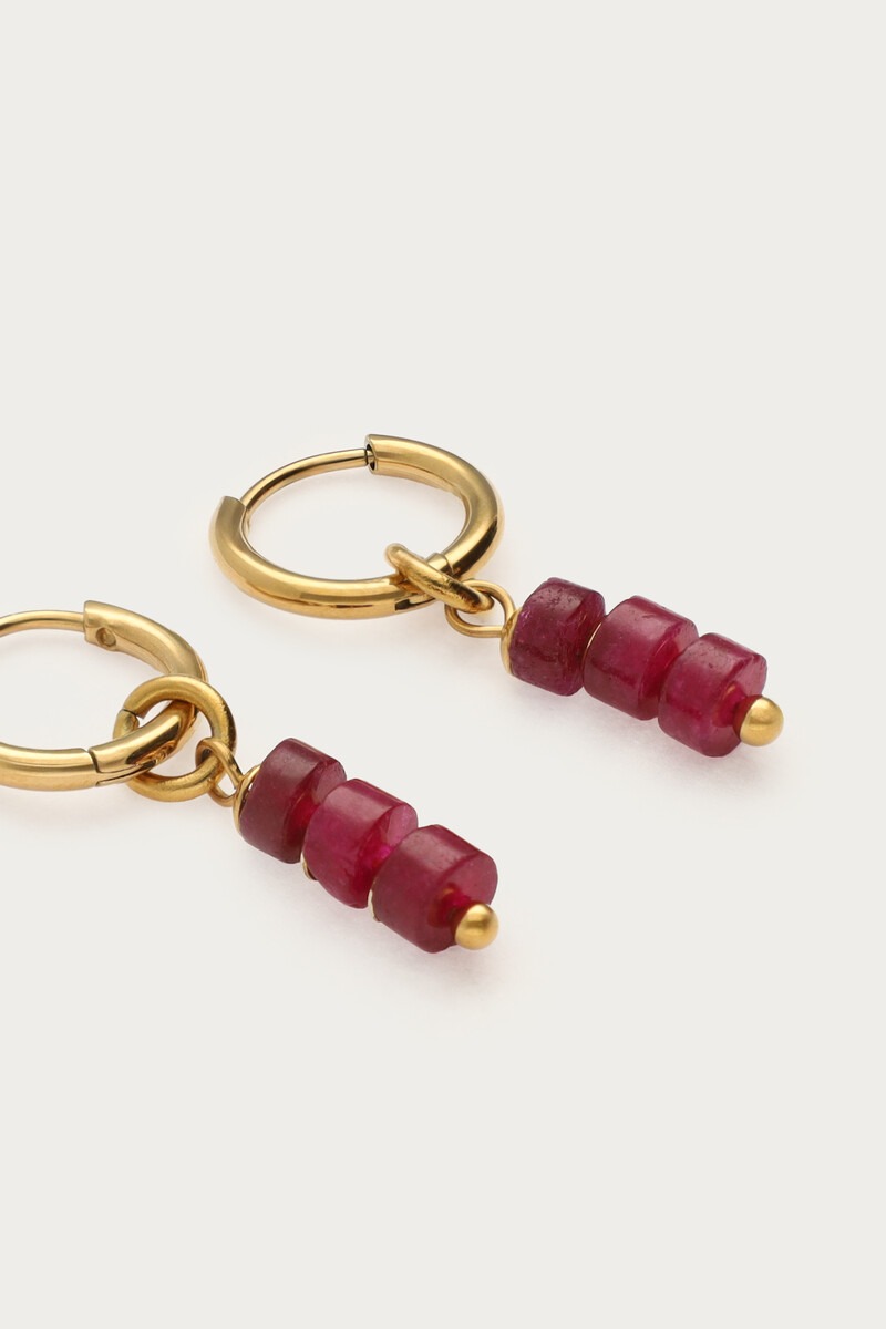 Sunrocks hoop earrings with burgundy beads | My Jewellery