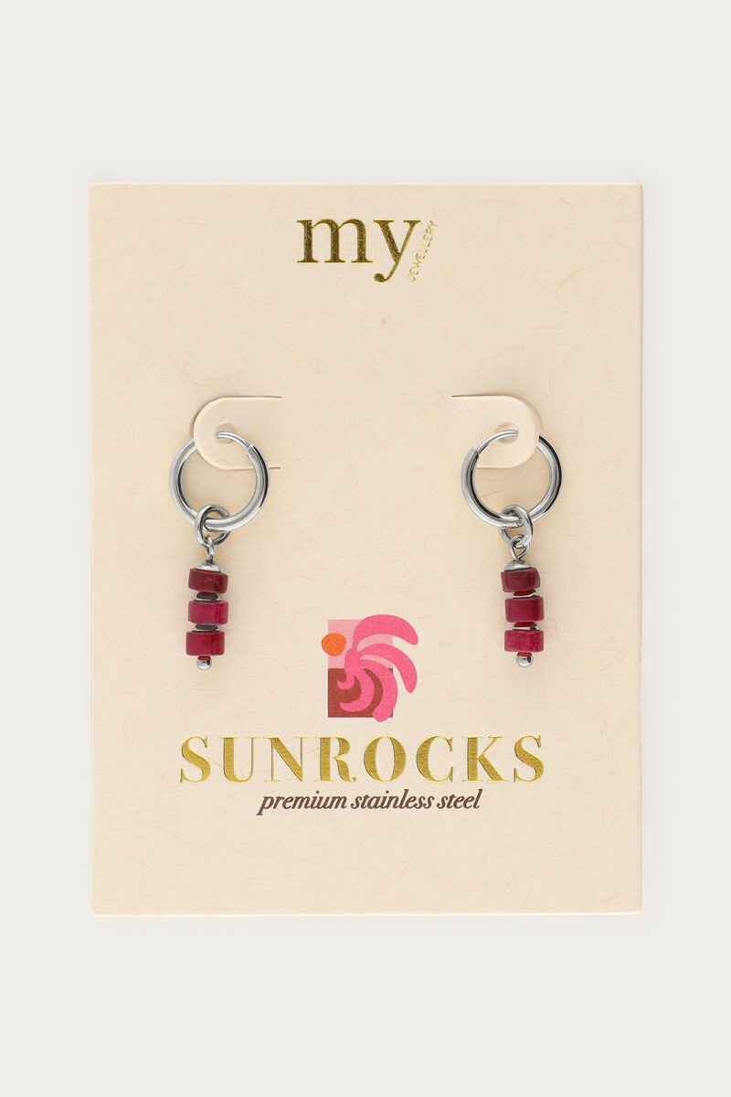 Sunrocks hoop earrings with burgundy beads | My Jewellery
