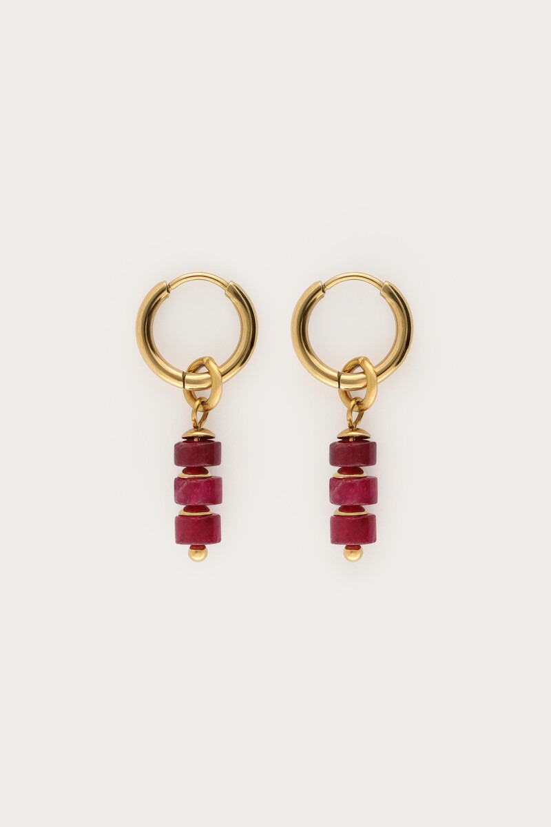 Sunrocks oorringen met burgundy kralen