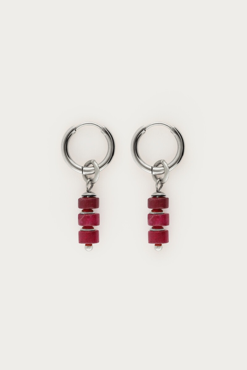 Sunrocks hoop earrings with burgundy beads | My Jewellery