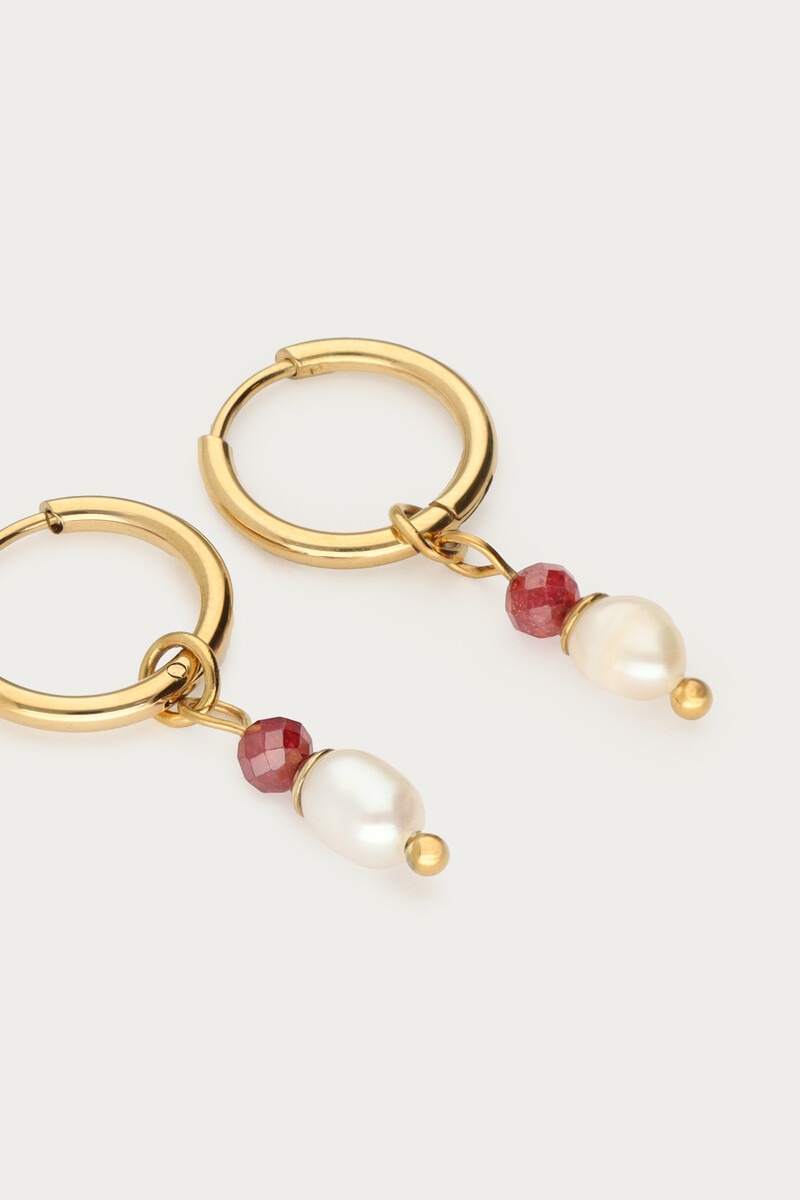 Sunrocks hoop earrings with freshwater pearls and pink beads | My Jewellery