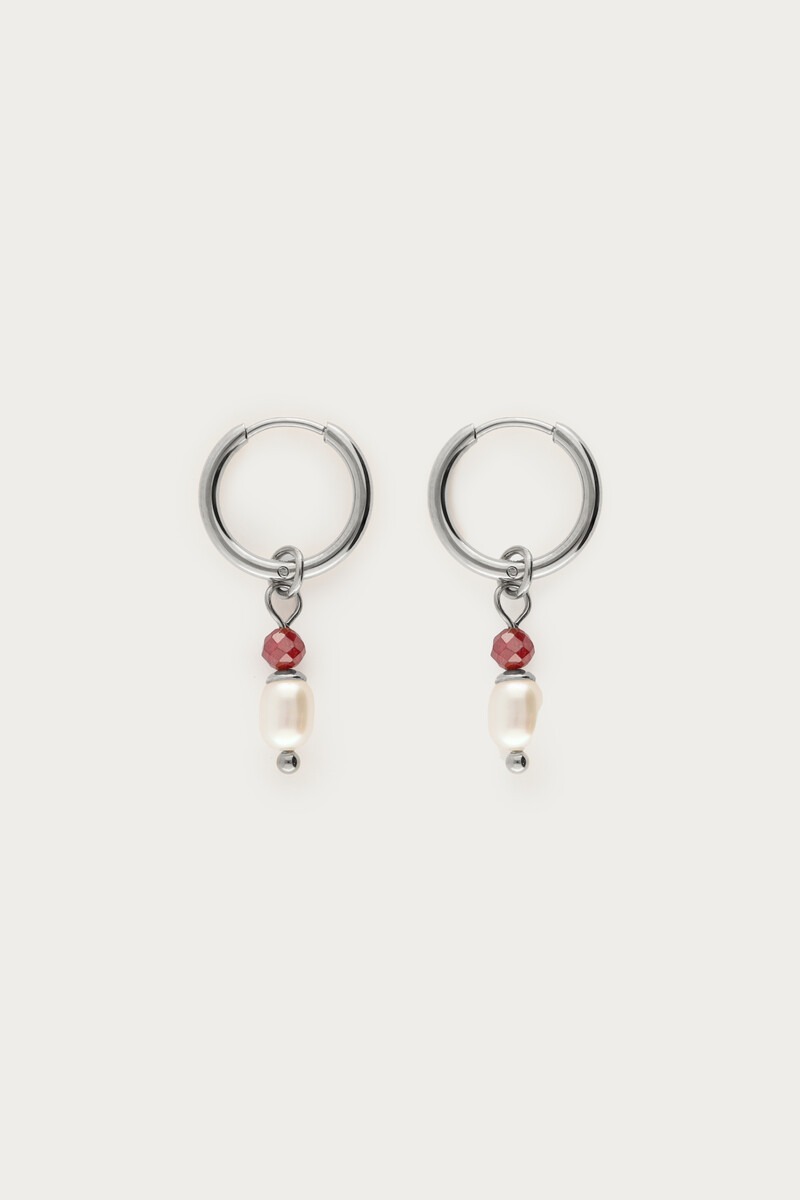 Sunrocks hoop earrings with freshwater pearls and pink beads | My Jewellery