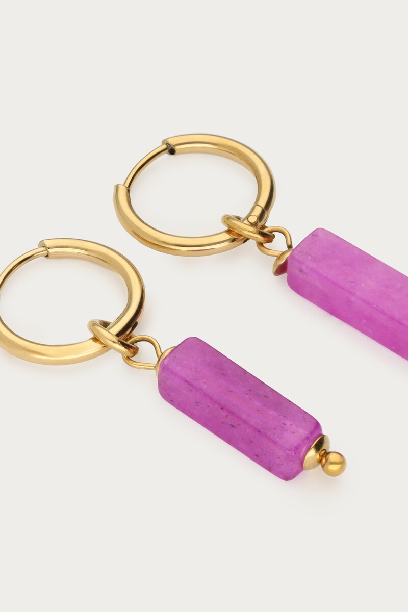 Sunrocks hoop earrrings with fuchsia beads | My Jewellery