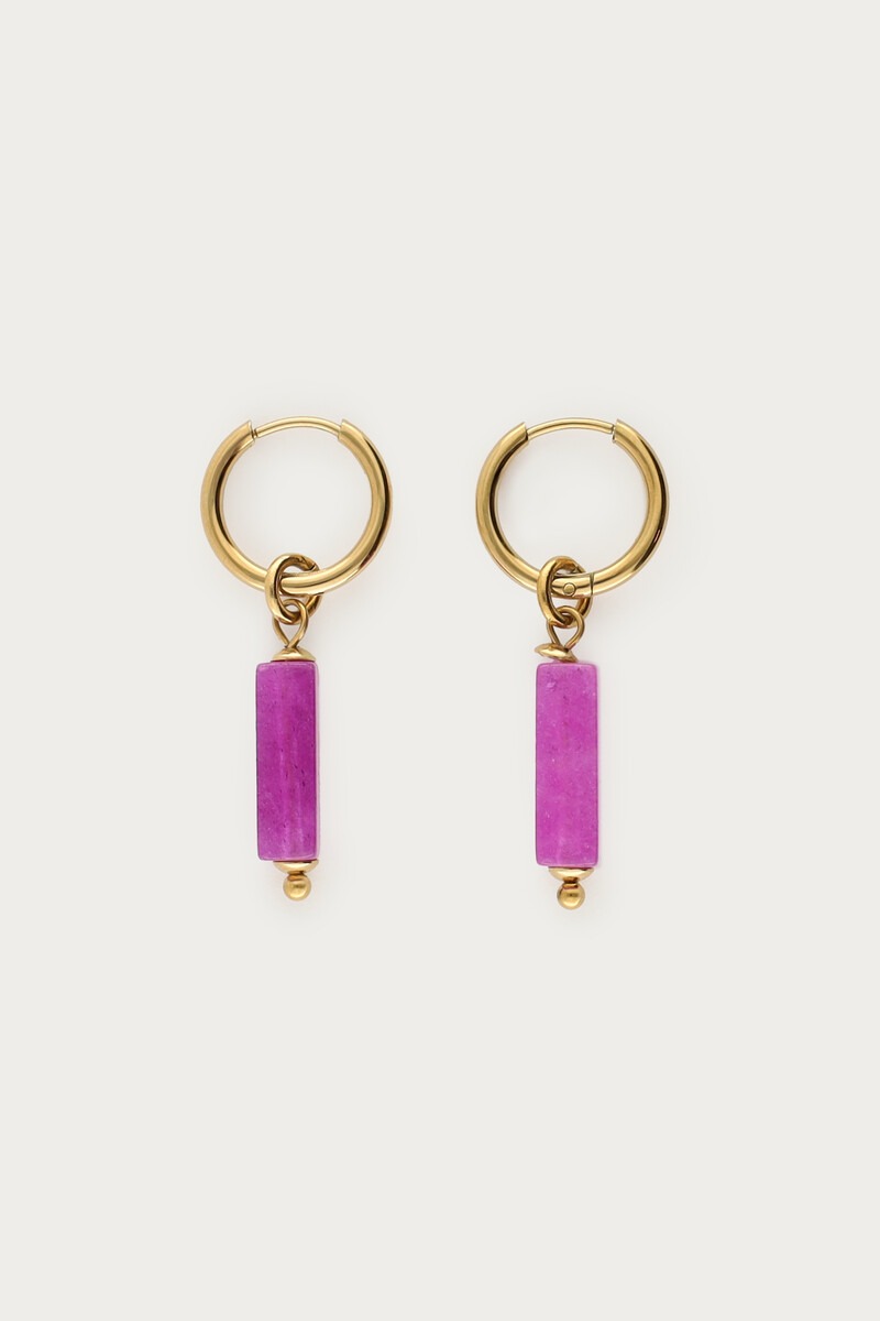 Sunrocks hoop earrrings with fuchsia beads | My Jewellery