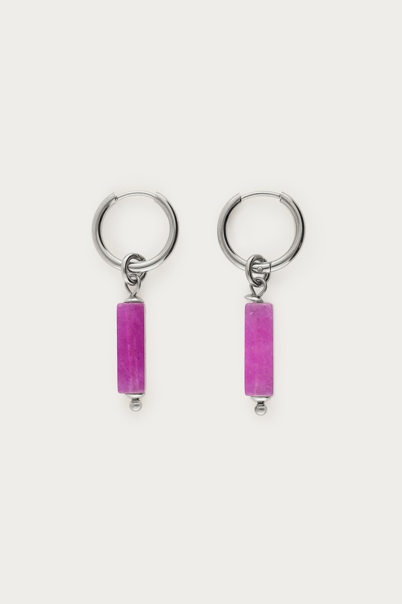 Sunrocks hoop earrrings with fuchsia beads | My Jewellery