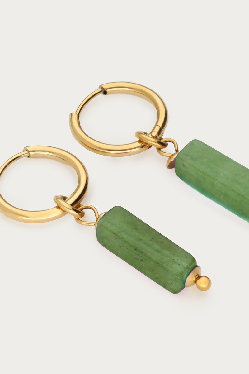 Sunrocks hoop earrings with green beads | My Jewellery