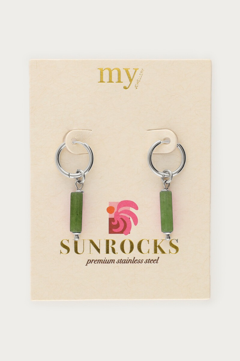 Sunrocks hoop earrings with green beads | My Jewellery